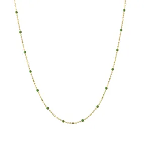 16" Kelly Green Dot Ball Chain Necklace
