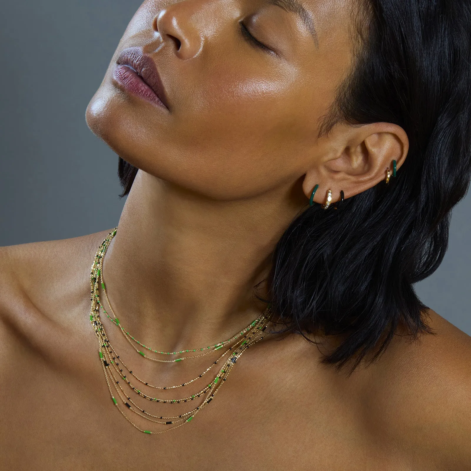 16" Kelly Green Dot Ball Chain Necklace