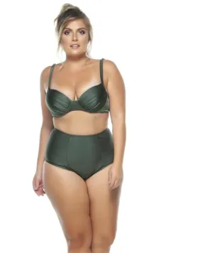 Adjustable Draped Bikini Top With Padded Cups | Alligator