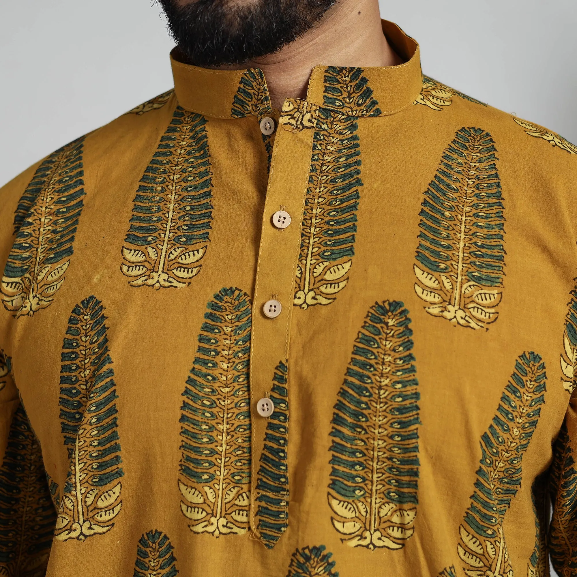 Ajrakh Block Printed Cotton Men Long Kurta 11