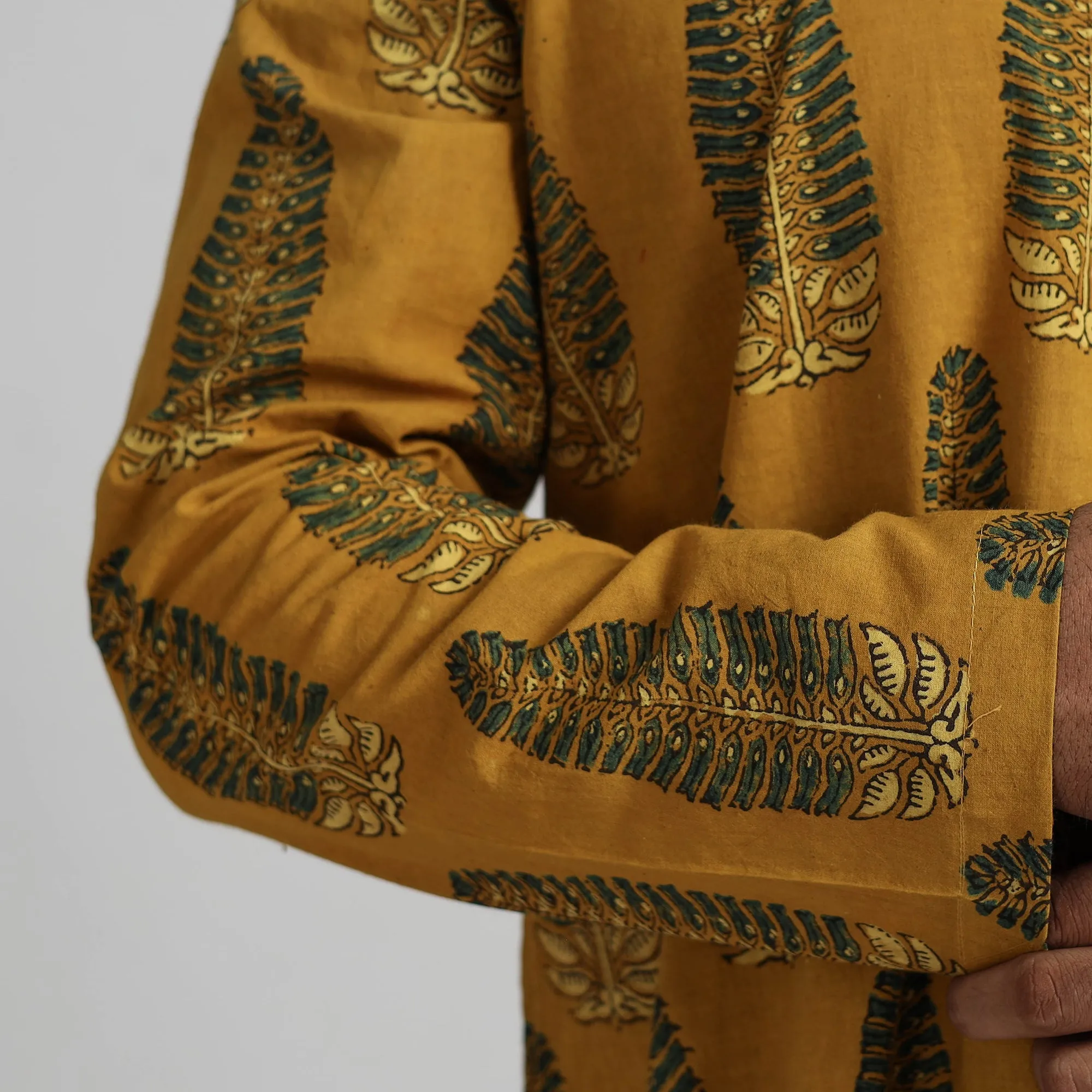 Ajrakh Block Printed Cotton Men Long Kurta 11