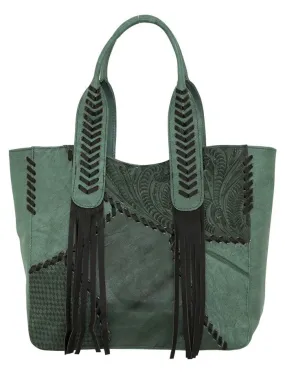 American West 1778915 Ladies Gypsy Patch Large Zip-Top Tote Bag Light Turquoise
