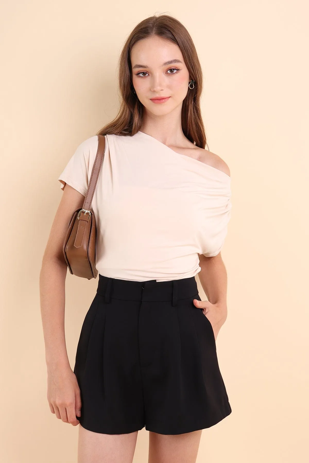 AMOURA BOAT NECK TOP IN IVORY BEIGE