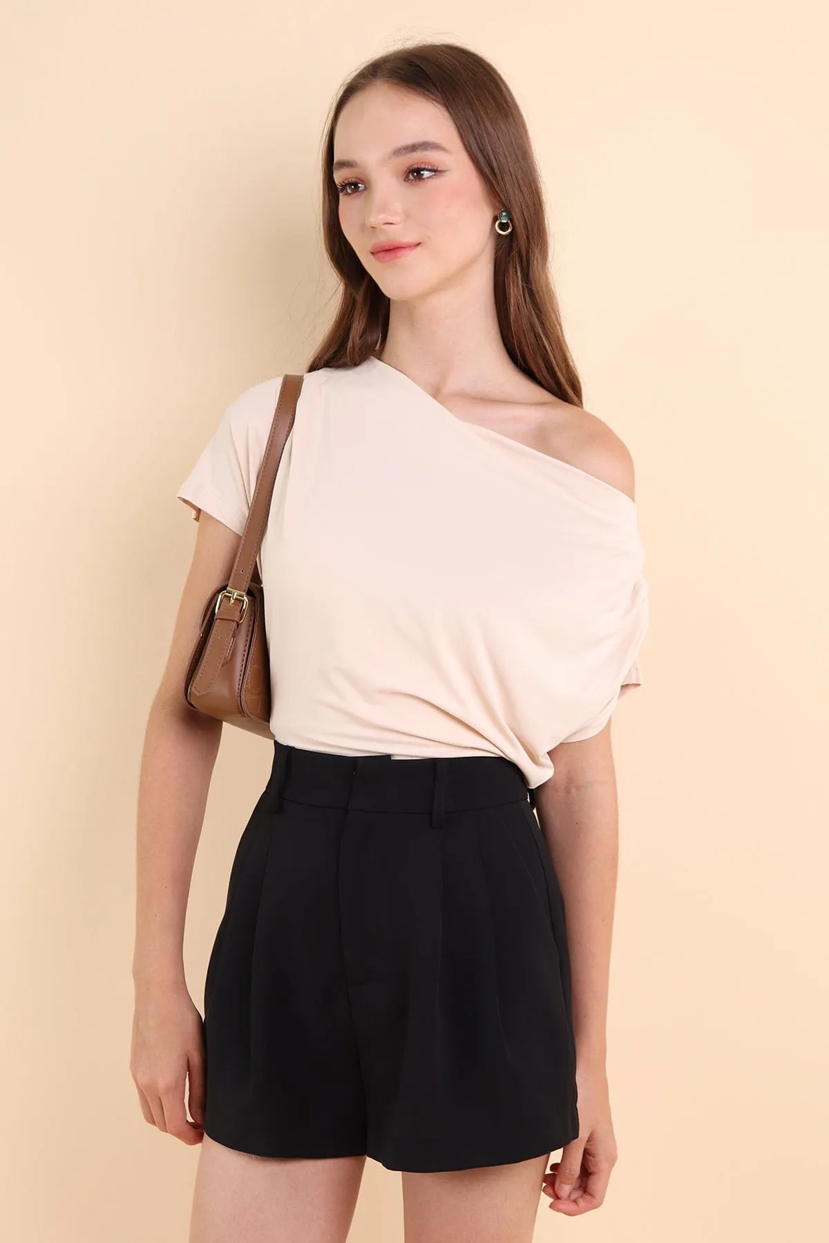 AMOURA BOAT NECK TOP IN IVORY BEIGE
