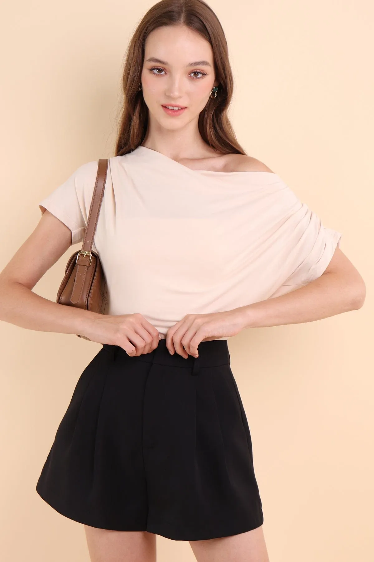 AMOURA BOAT NECK TOP IN IVORY BEIGE