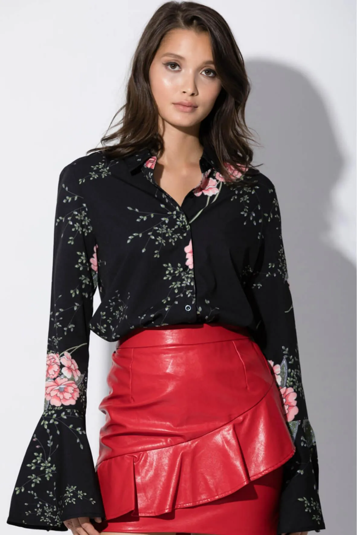 Amy Floral Button Down Blouse