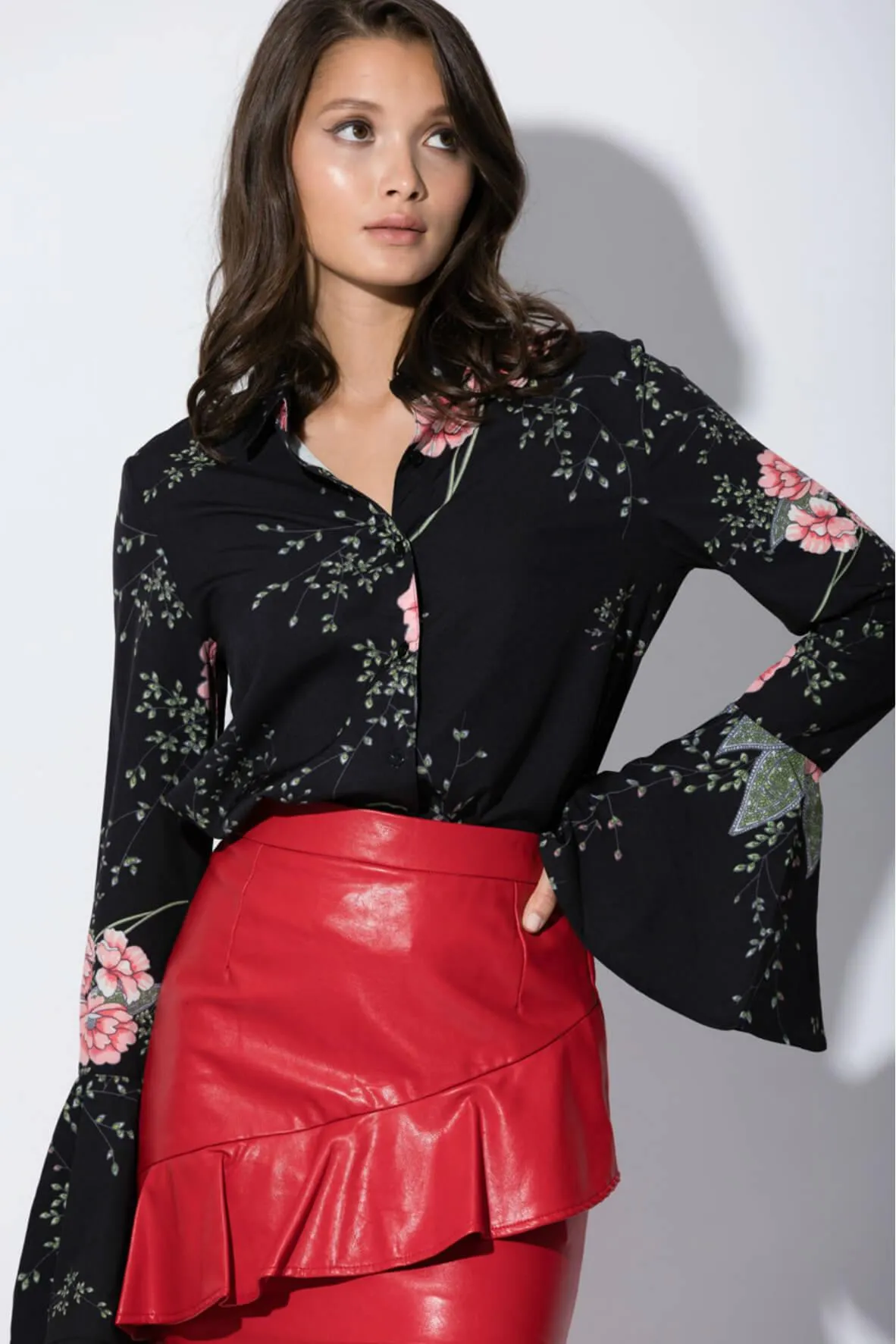 Amy Floral Button Down Blouse