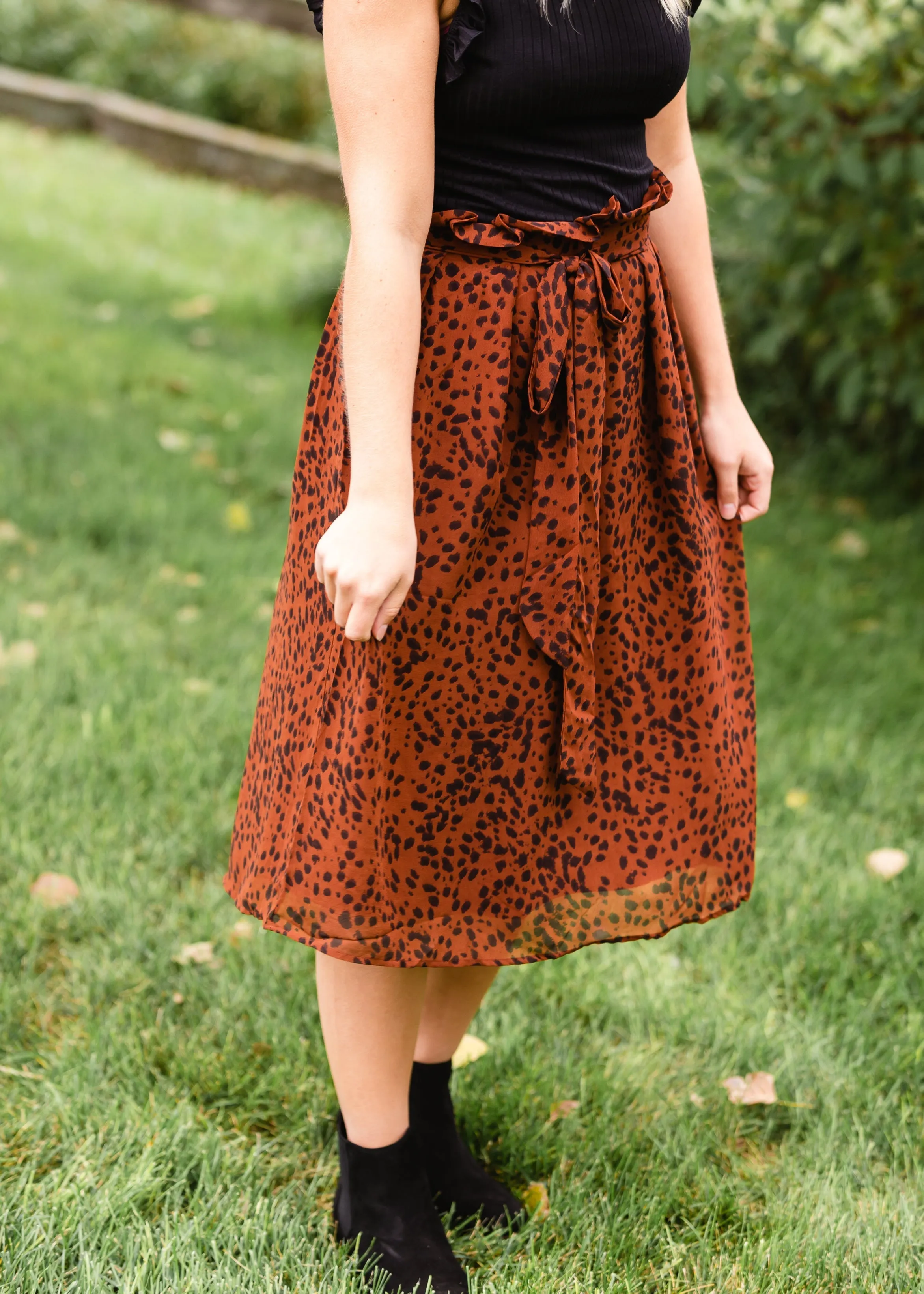 Animal Print Paper Bag Midi Skirt - FINAL SALE