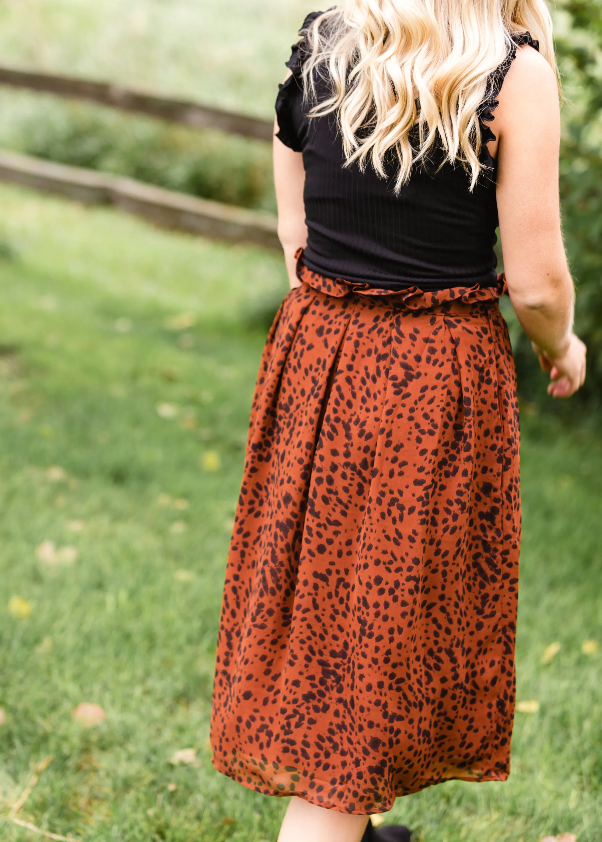 Animal Print Paper Bag Midi Skirt - FINAL SALE