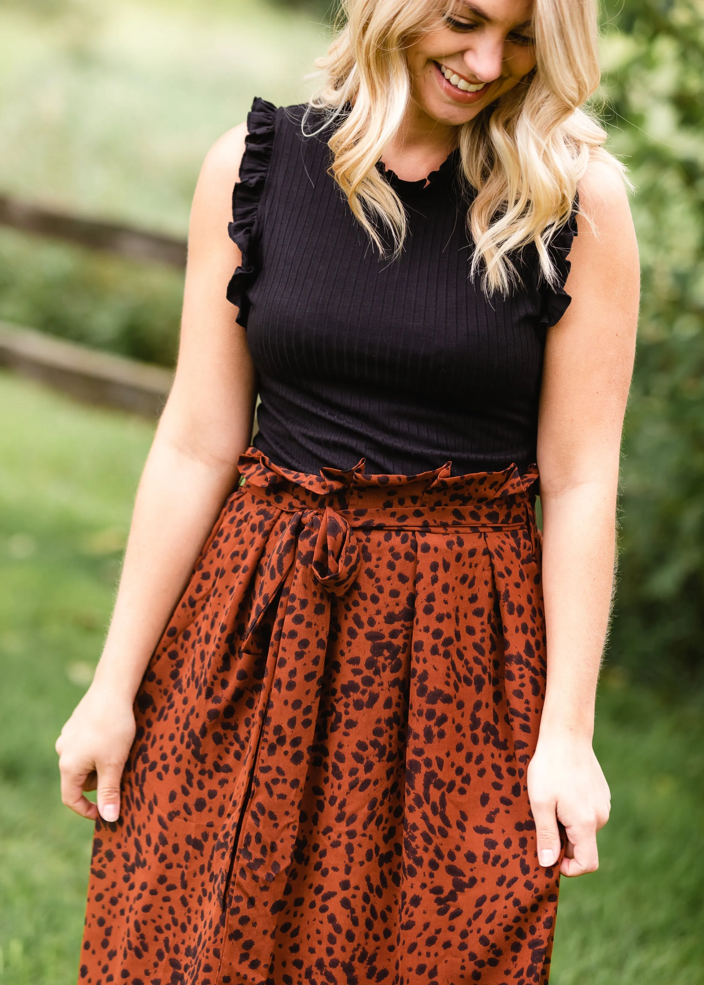 Animal Print Paper Bag Midi Skirt - FINAL SALE
