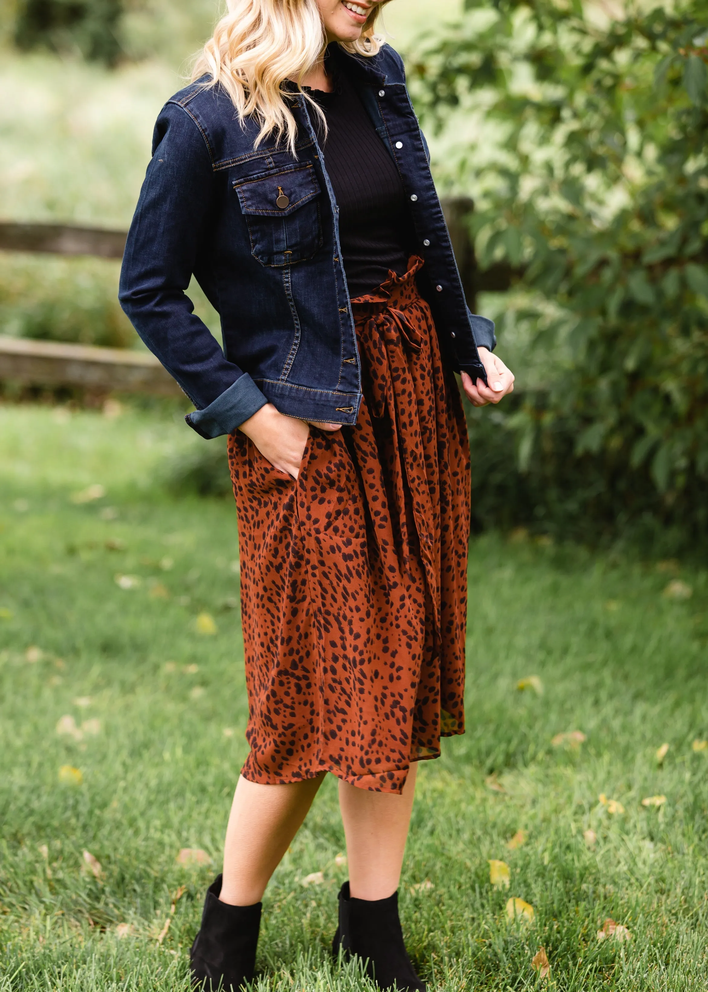 Animal Print Paper Bag Midi Skirt - FINAL SALE