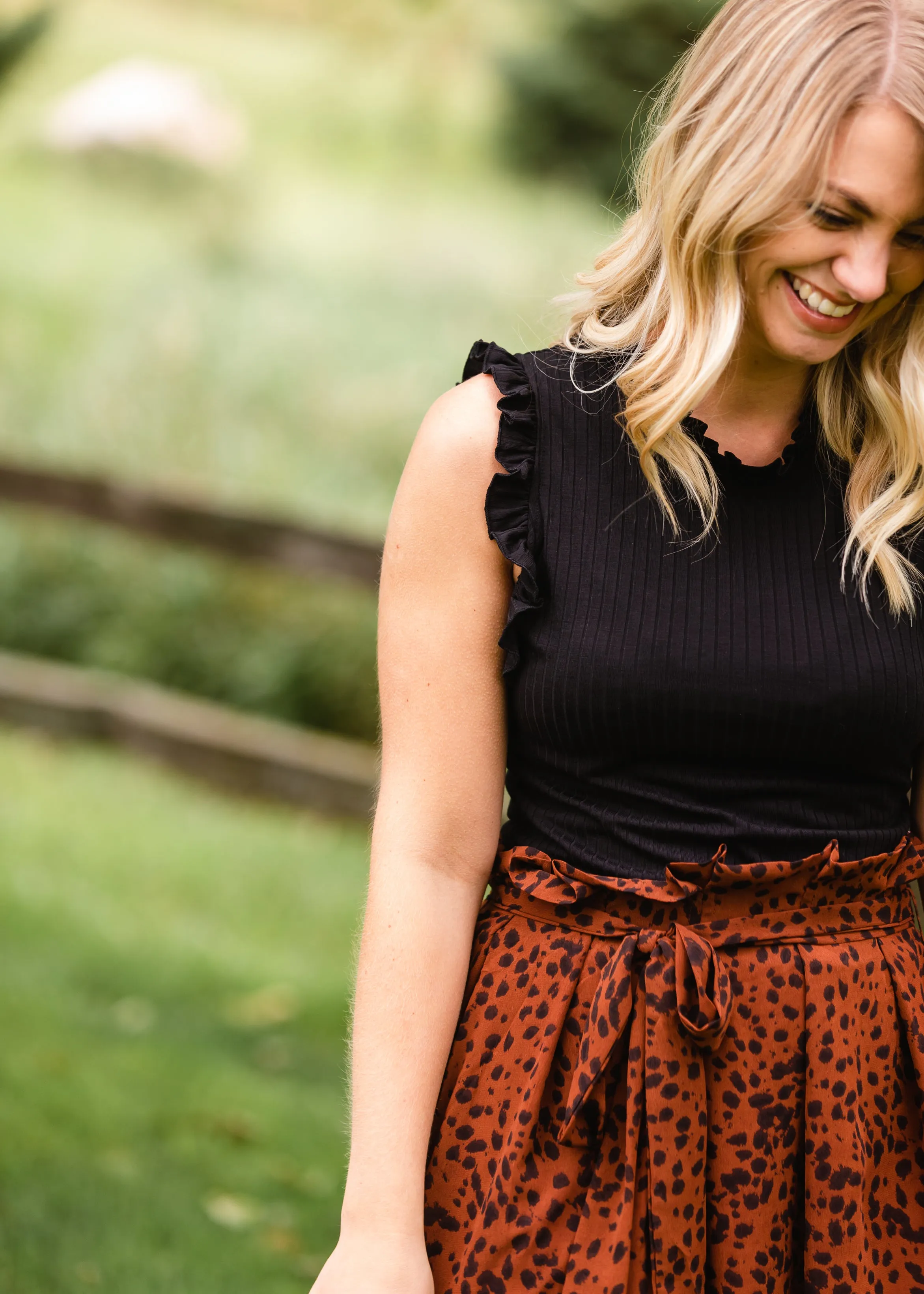 Animal Print Paper Bag Midi Skirt - FINAL SALE
