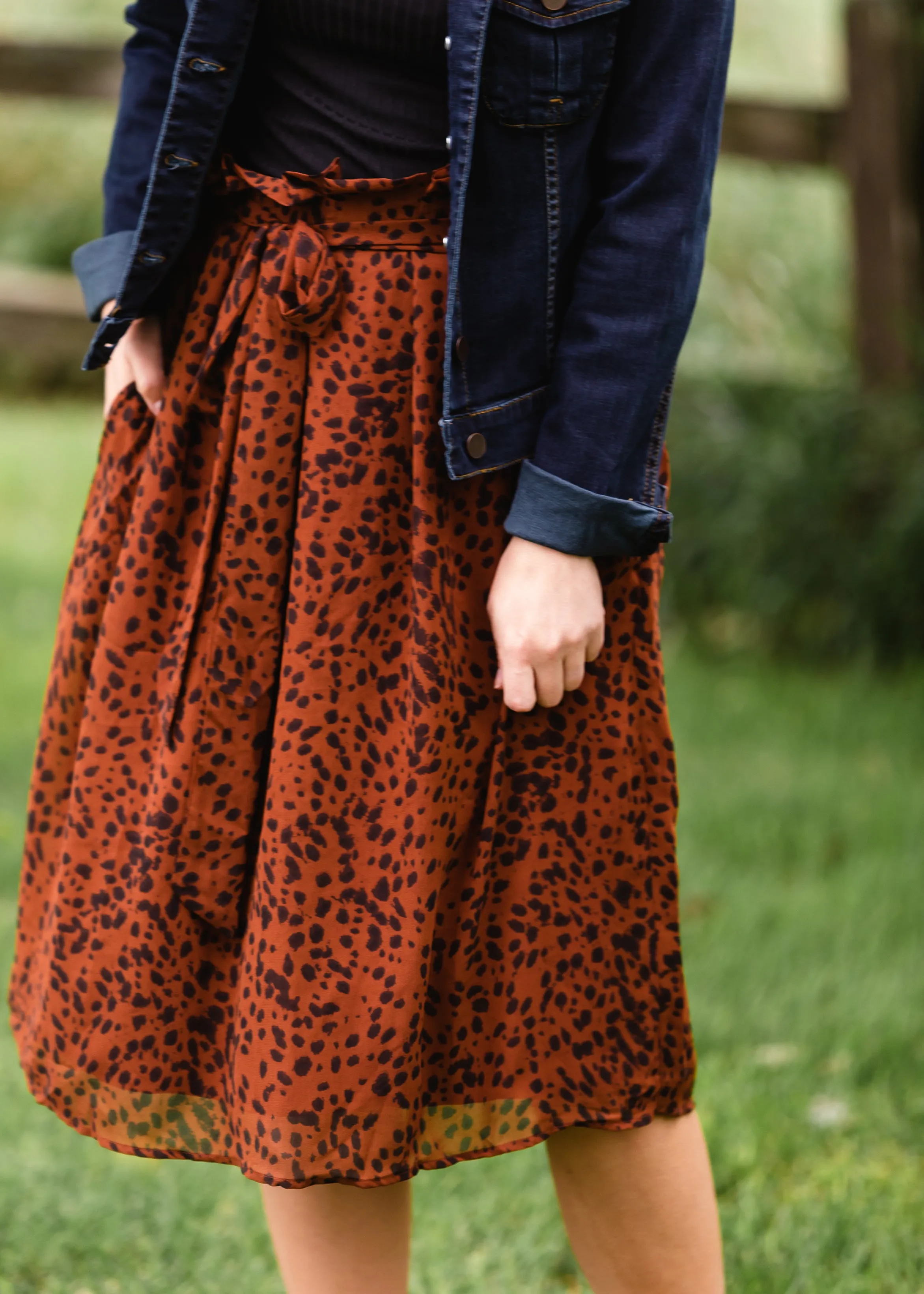 Animal Print Paper Bag Midi Skirt - FINAL SALE