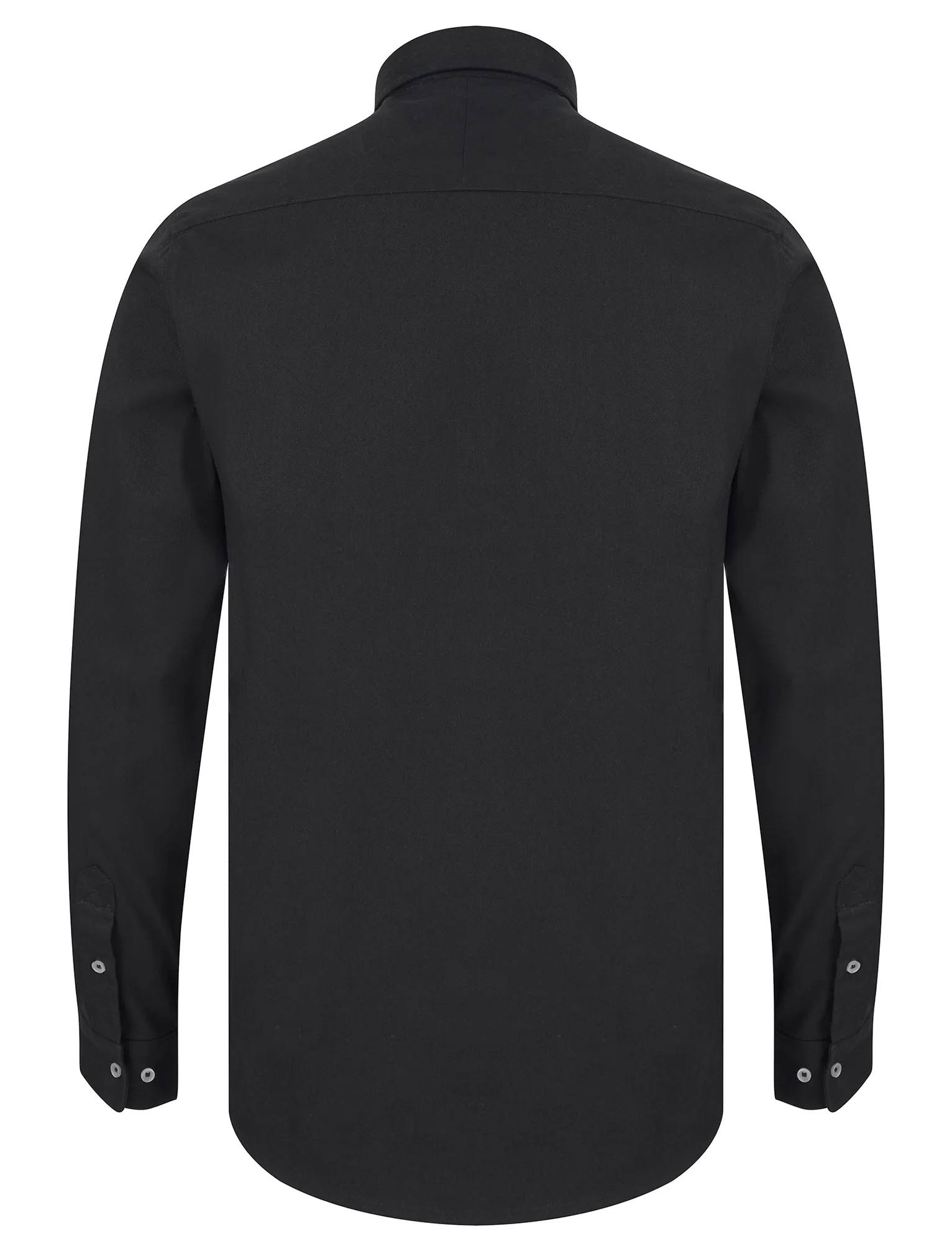 Ashbourne 2 Cotton Twill Long Sleeve Shirt in Jet Black - Kensington Eastside