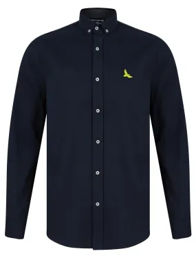 Ashbourne Cotton Twill Long Sleeve Shirt in Sky Captain Navy - Kensington Eastside