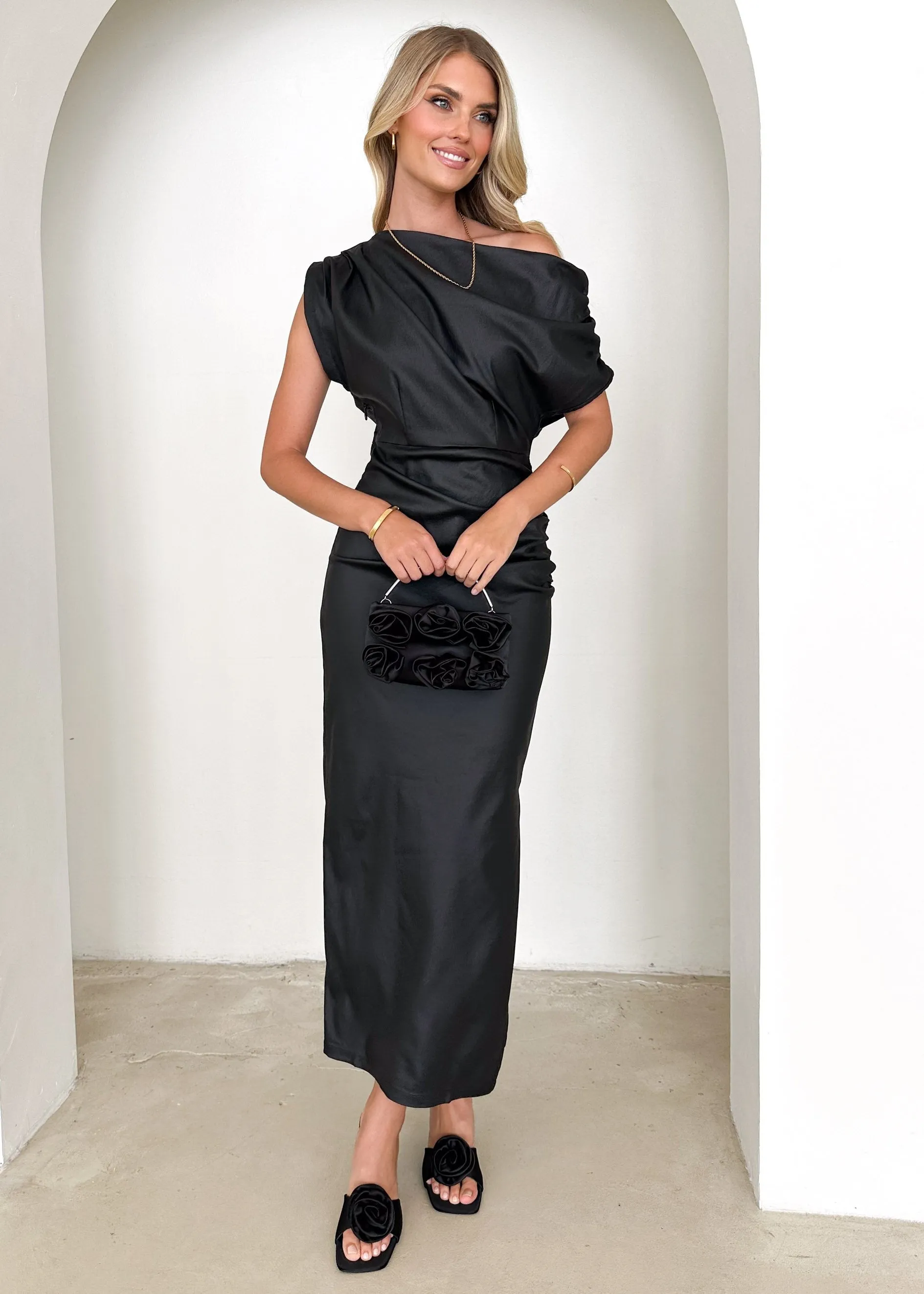Astro Coated Midi Dress - Black