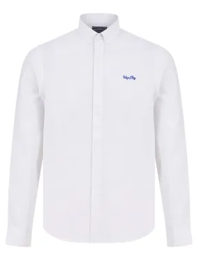 Augustus Oxford Cotton Twill Long Sleeve Shirt in White - Tokyo Laundry
