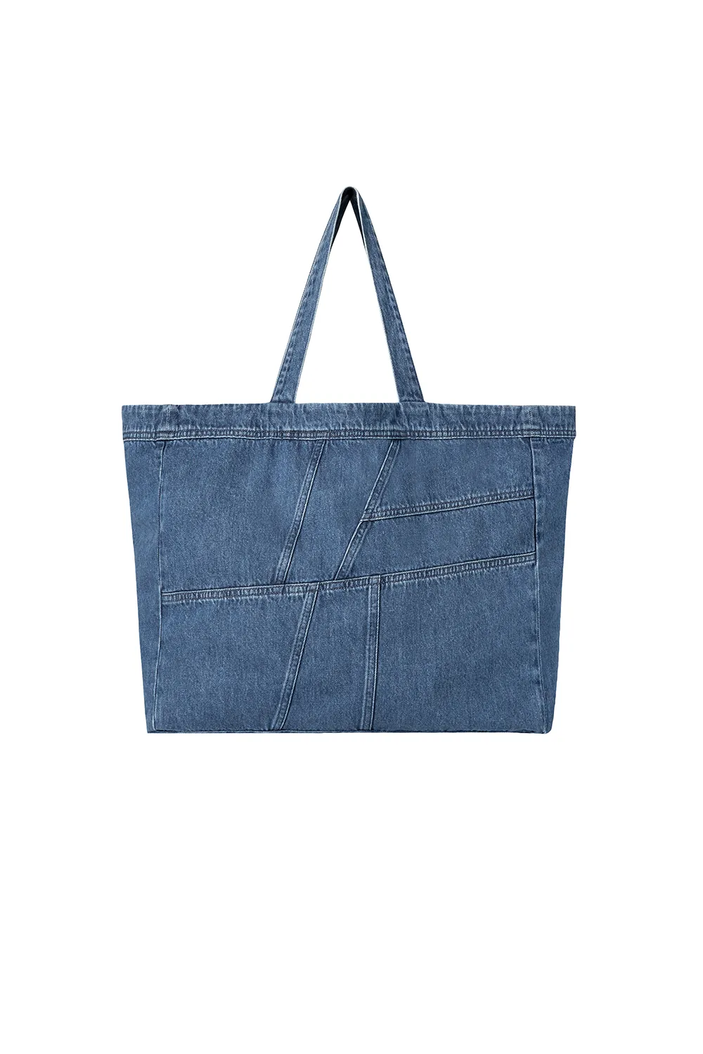 Authentic Indigo Patchwork Bolt Denim Tote Bag
