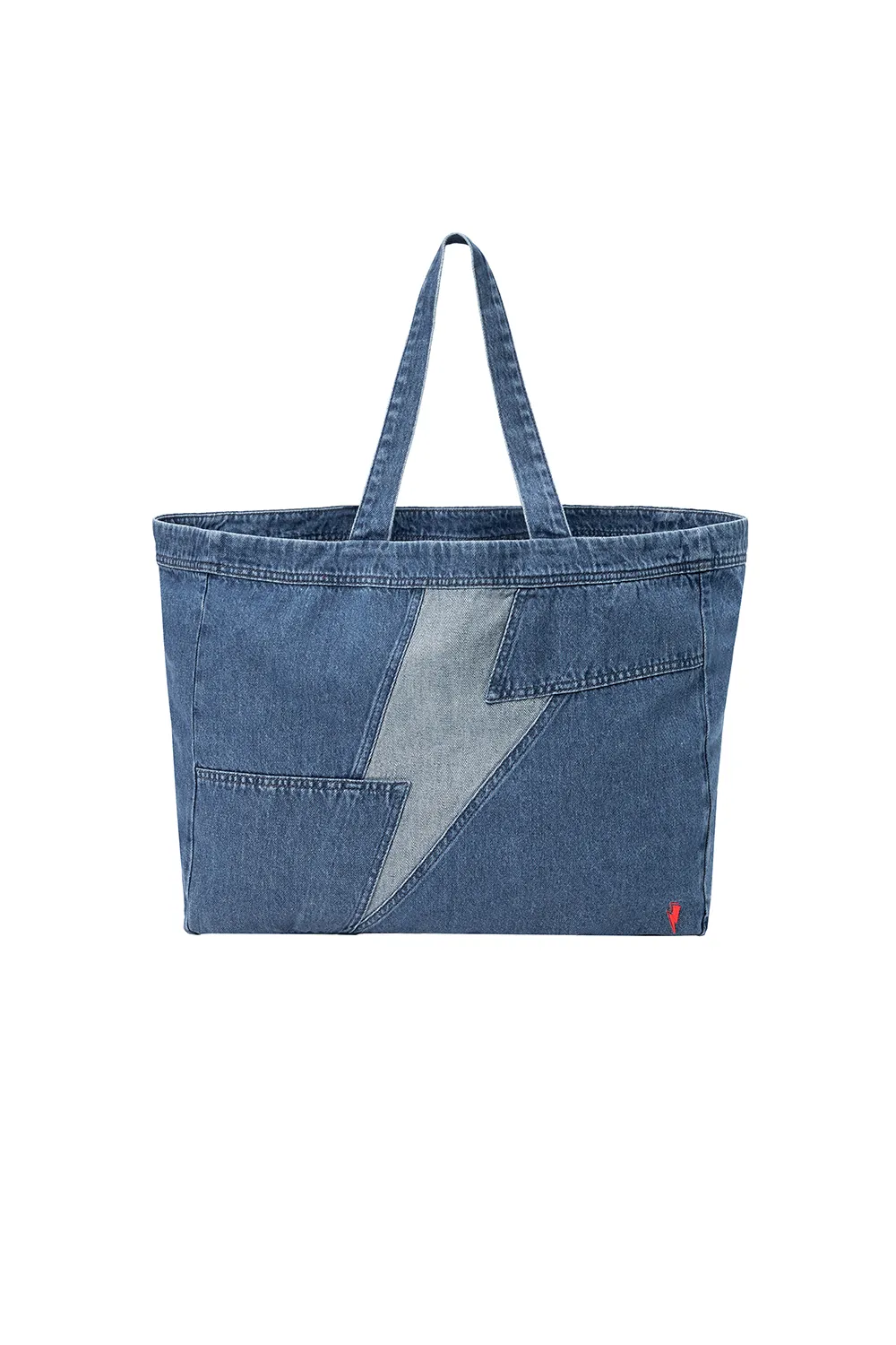 Authentic Indigo Patchwork Bolt Denim Tote Bag