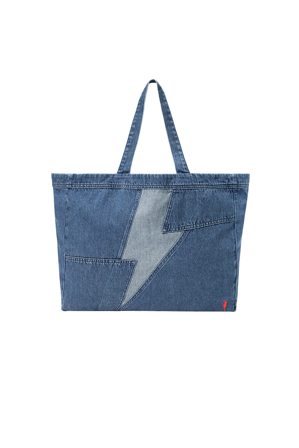 Authentic Indigo Patchwork Bolt Denim Tote Bag
