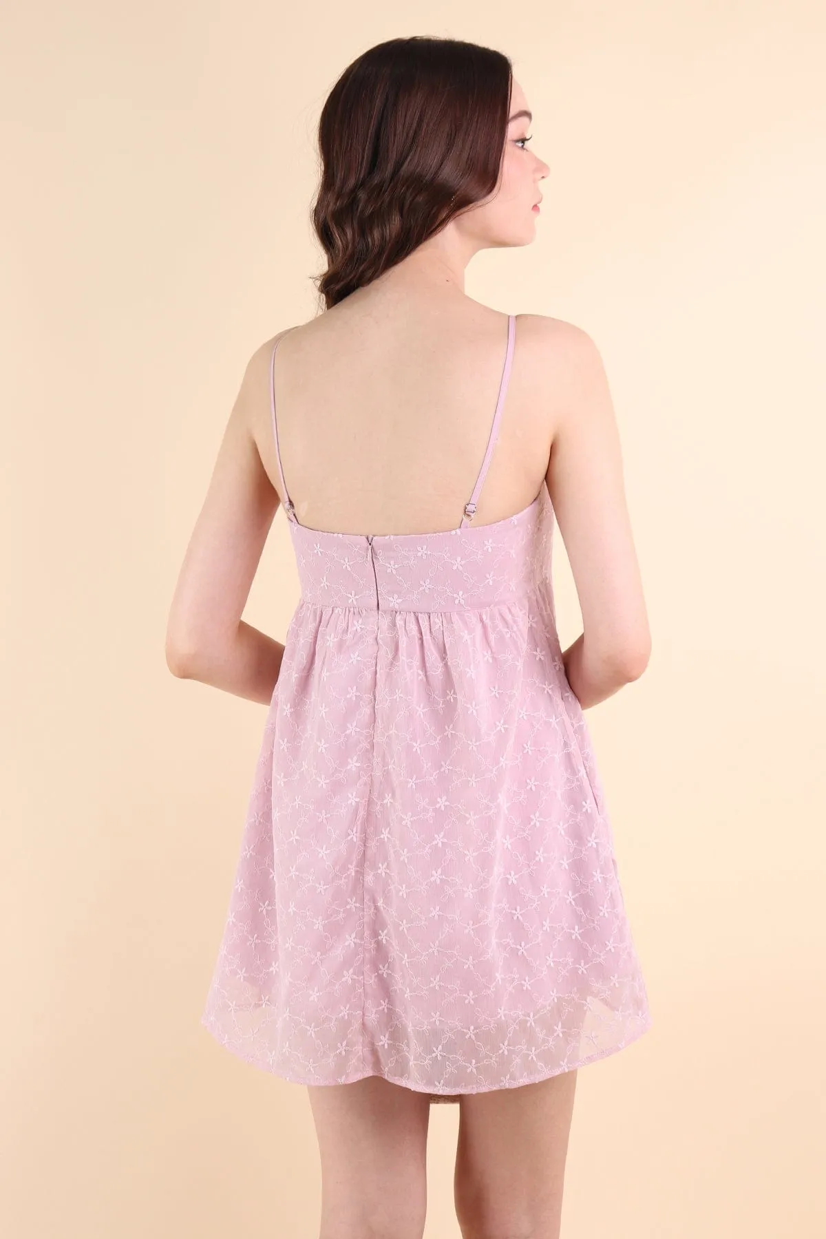 BELLUNA FLORAL EMBROIDERY V5 DRESS IN LILAC PINK