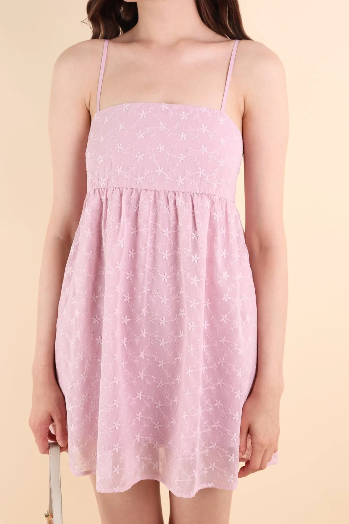 BELLUNA FLORAL EMBROIDERY V5 DRESS IN LILAC PINK