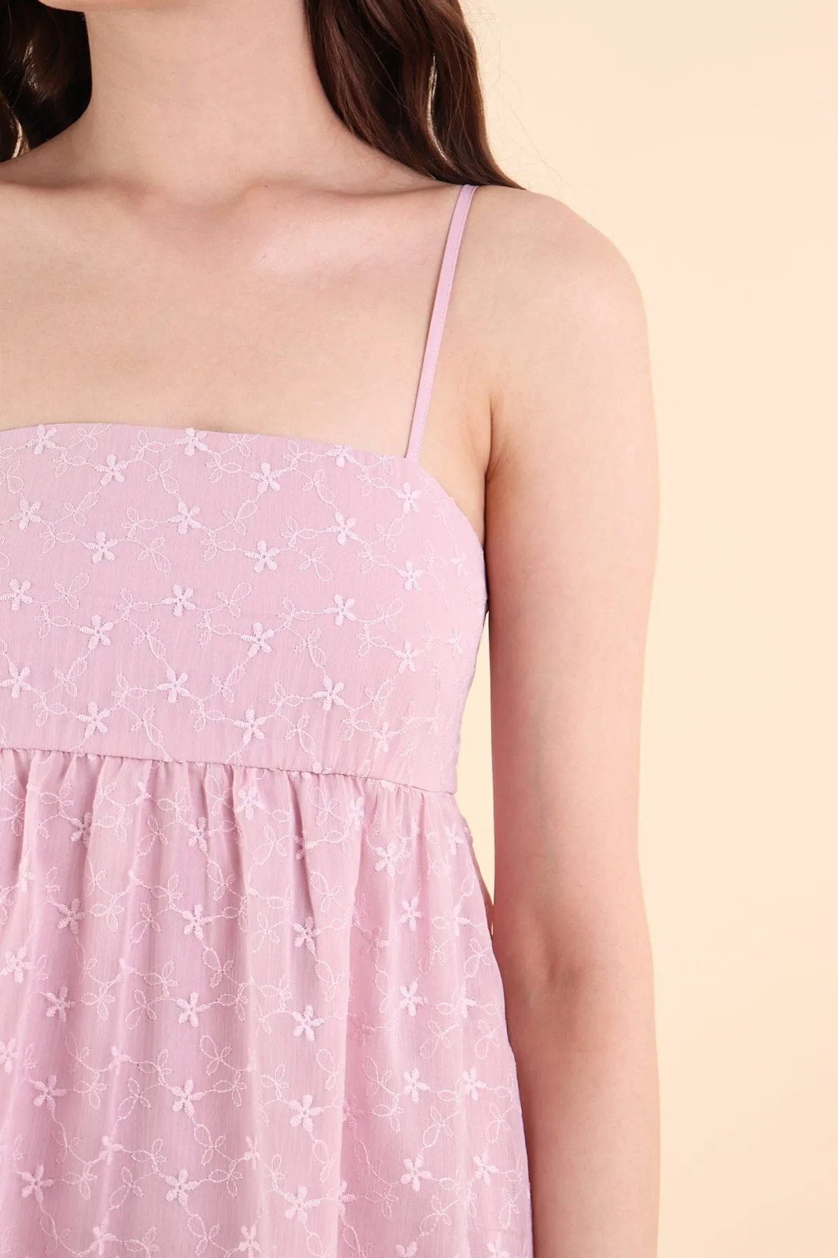 BELLUNA FLORAL EMBROIDERY V5 DRESS IN LILAC PINK