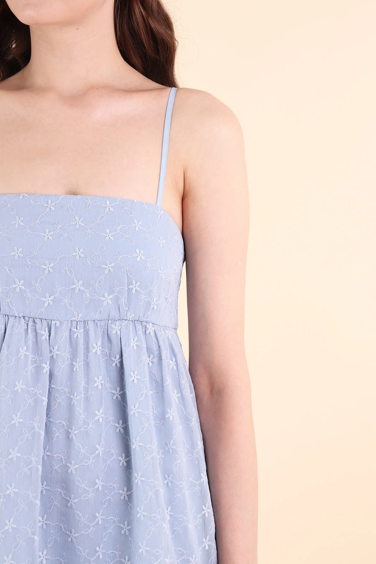 BELLUNA FLORAL EMBROIDERY V5 DRESS IN PERIWINKLE