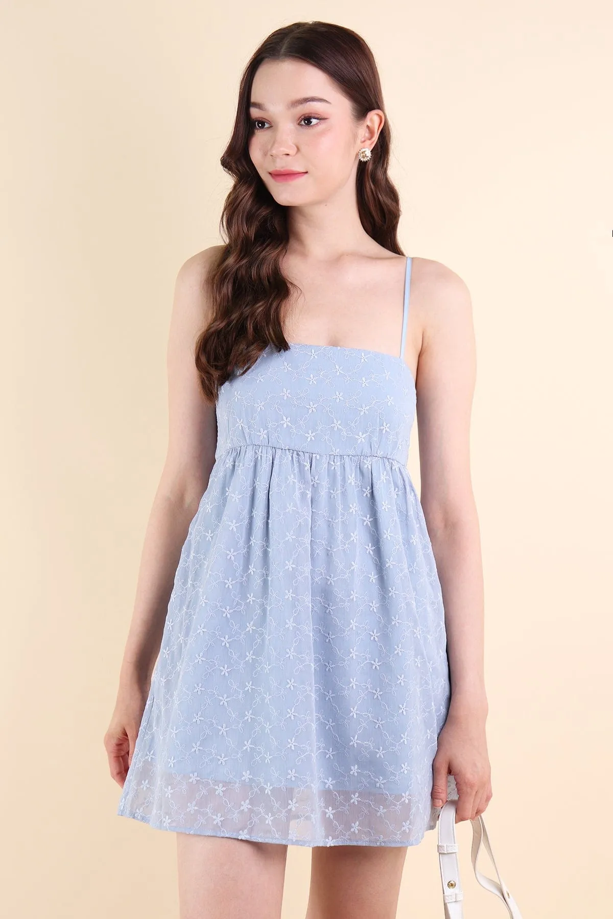 BELLUNA FLORAL EMBROIDERY V5 DRESS IN PERIWINKLE