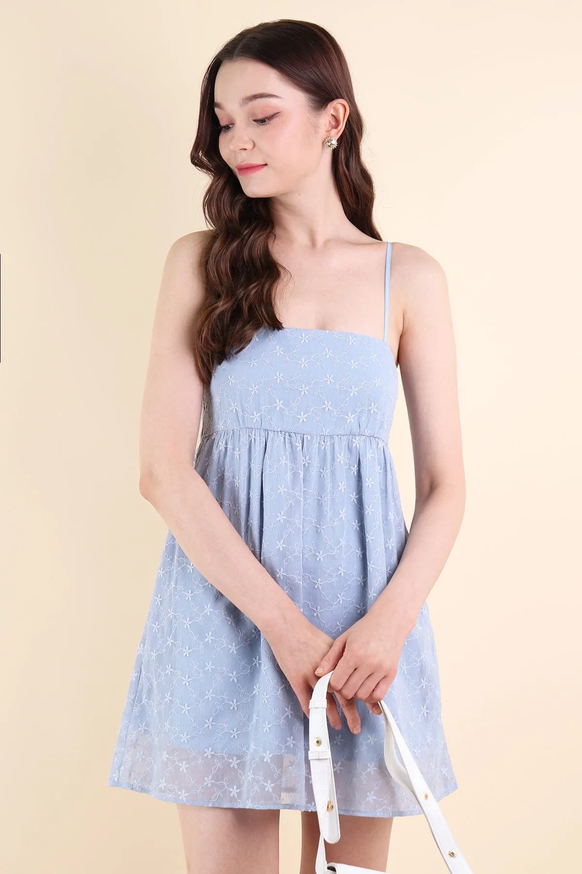 BELLUNA FLORAL EMBROIDERY V5 DRESS IN PERIWINKLE