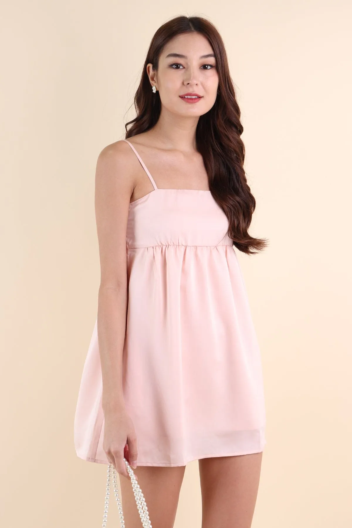 BELLUNA V3 SATIN DRESS IN PEACH PINK