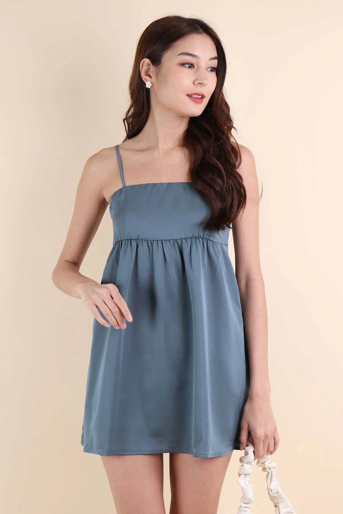 BELLUNA V3 SATIN DRESS IN TEAL