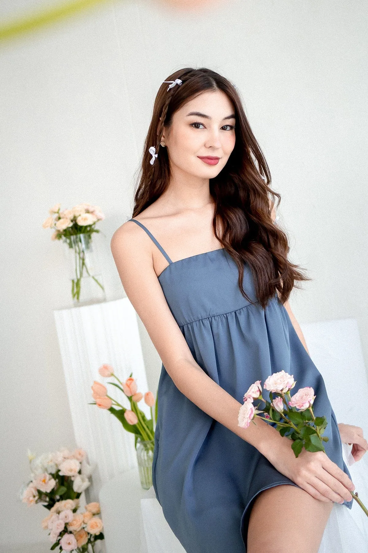 BELLUNA V3 SATIN DRESS IN TEAL