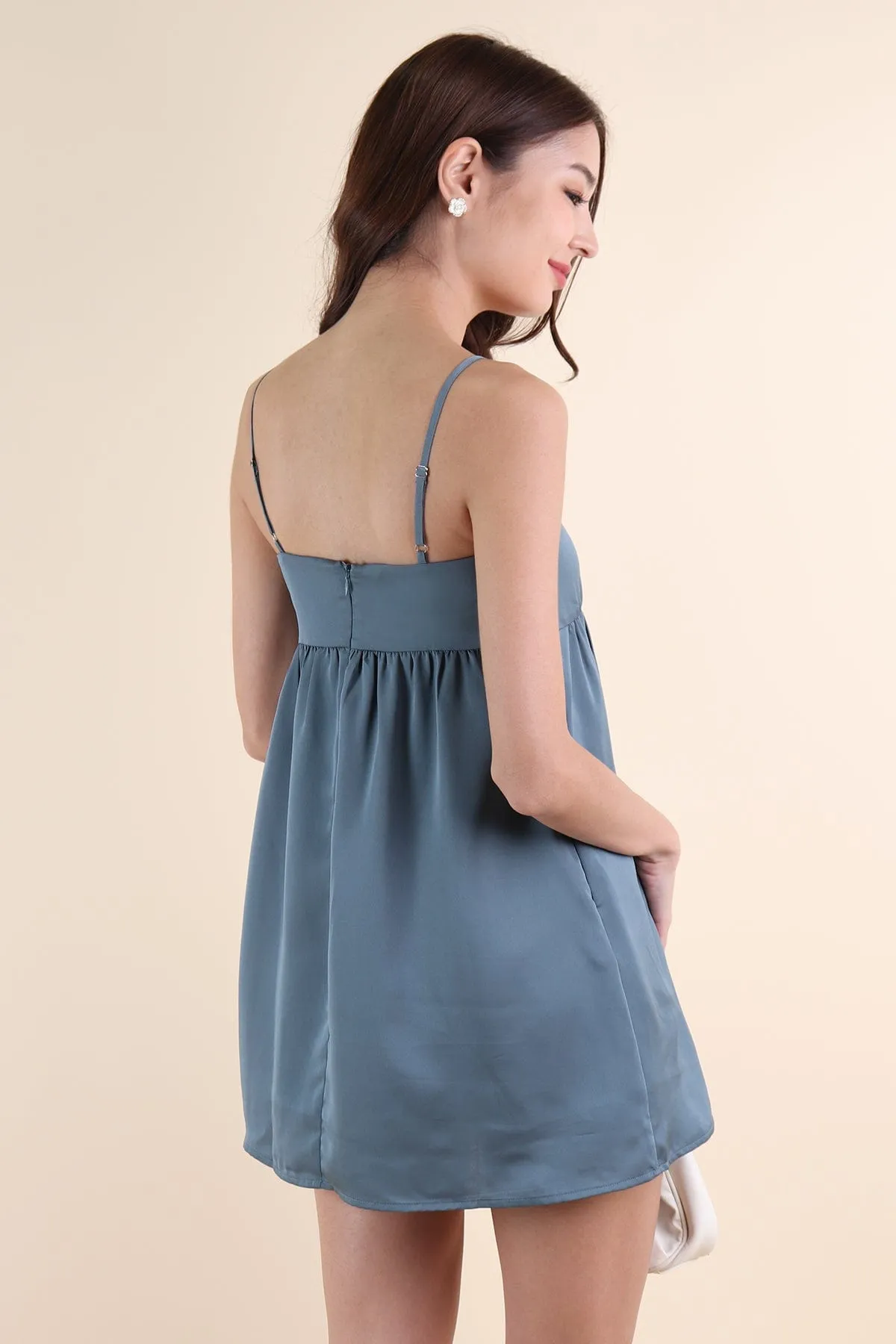 BELLUNA V3 SATIN DRESS IN TEAL
