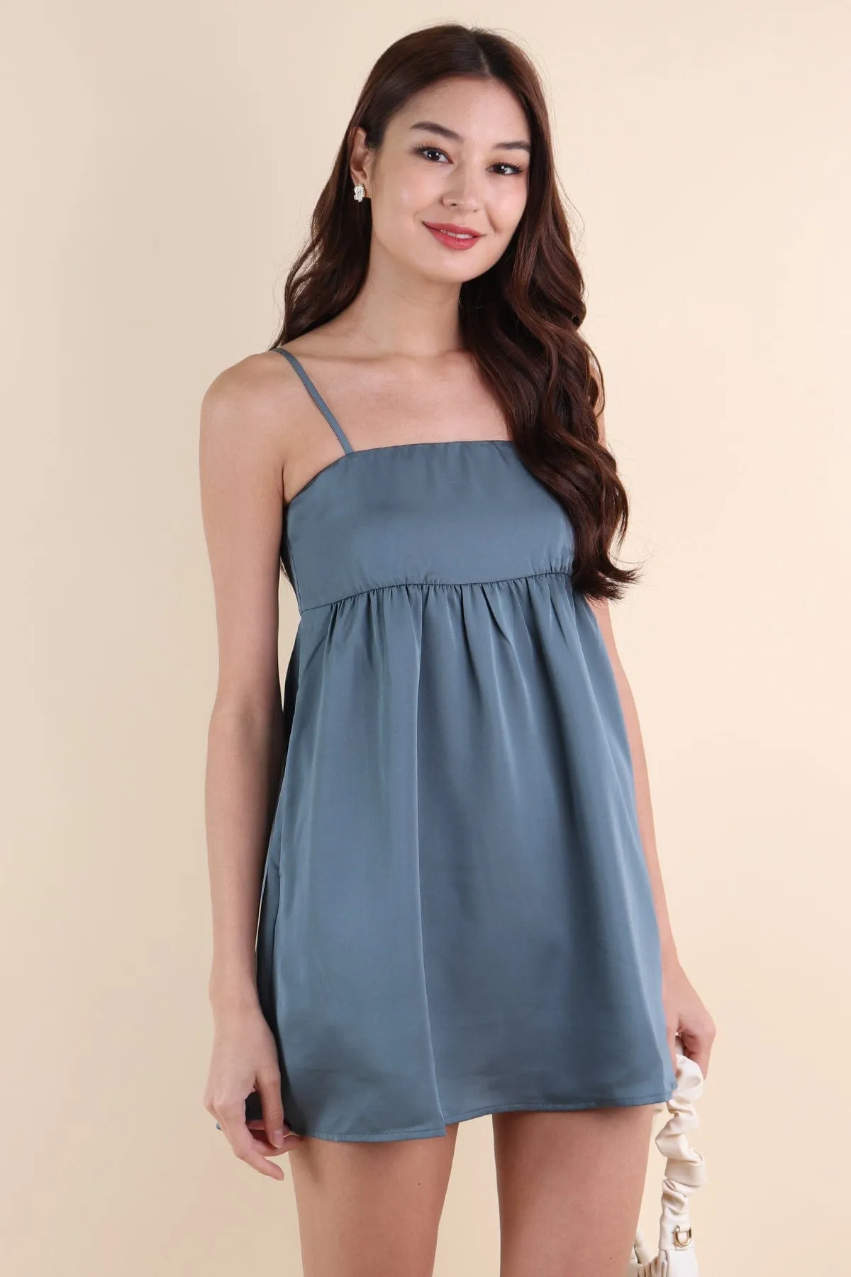 BELLUNA V3 SATIN DRESS IN TEAL