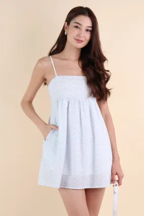 BELLUNA V4 FLORAL EYELET DRESS IN BLUE