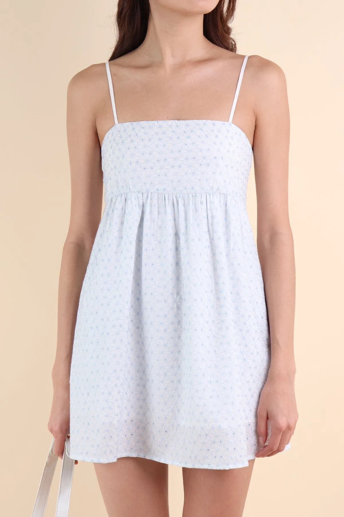 BELLUNA V4 FLORAL EYELET DRESS IN BLUE