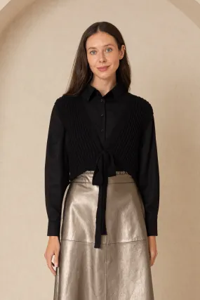 Black Knit Tie Top