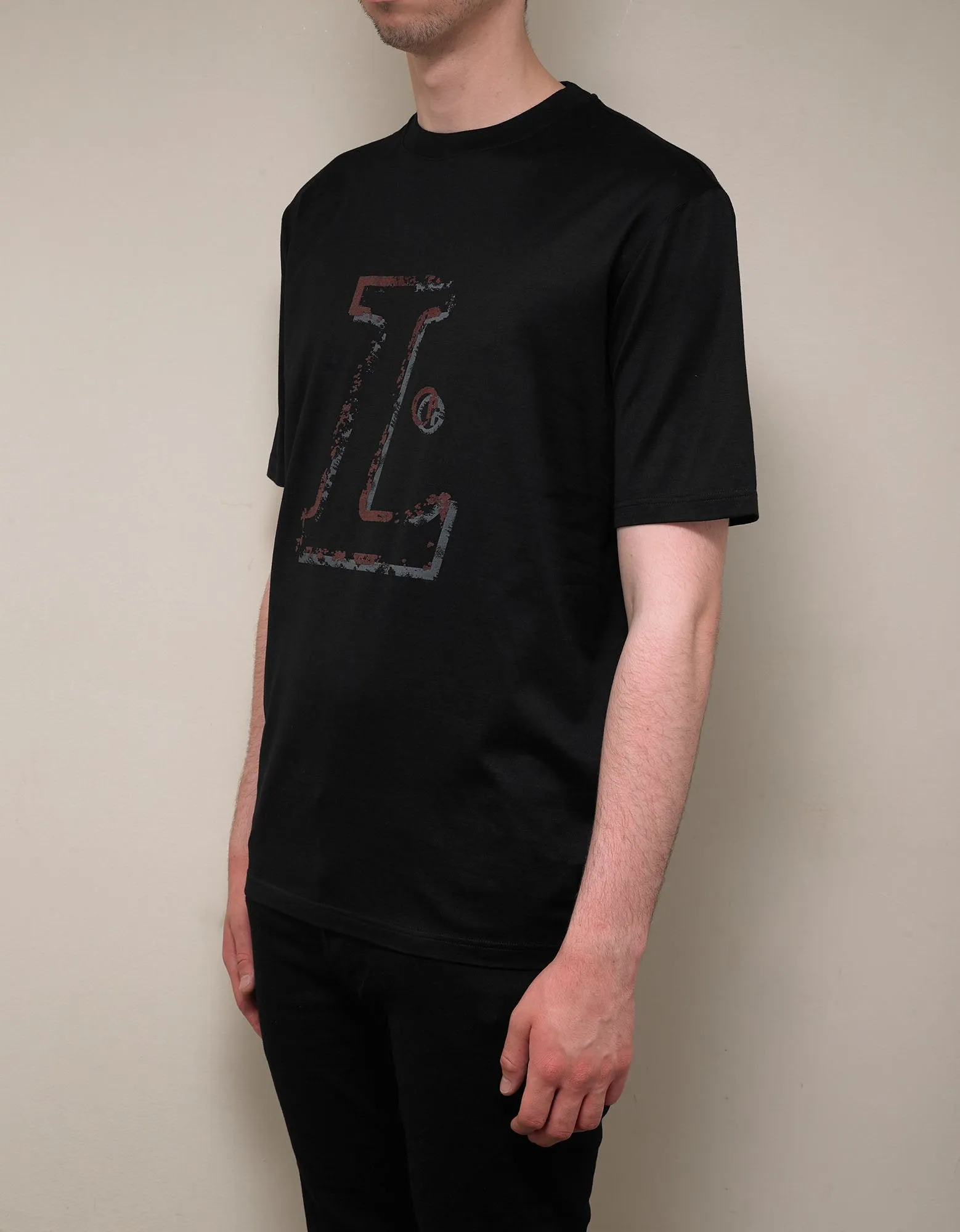 Black L Print T-Shirt -