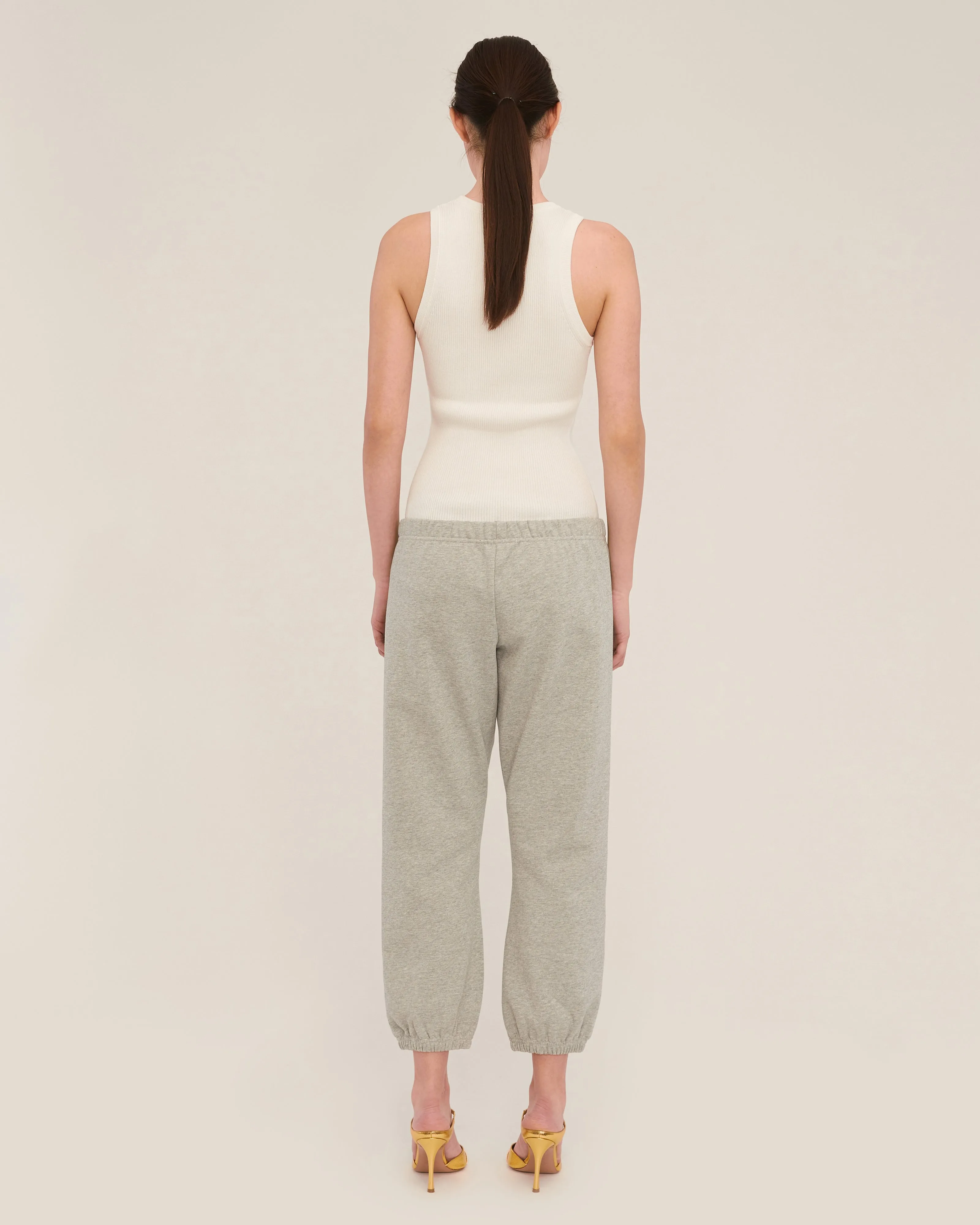 Blaine Low Rise Cropped Sweatpant in Heather Grey