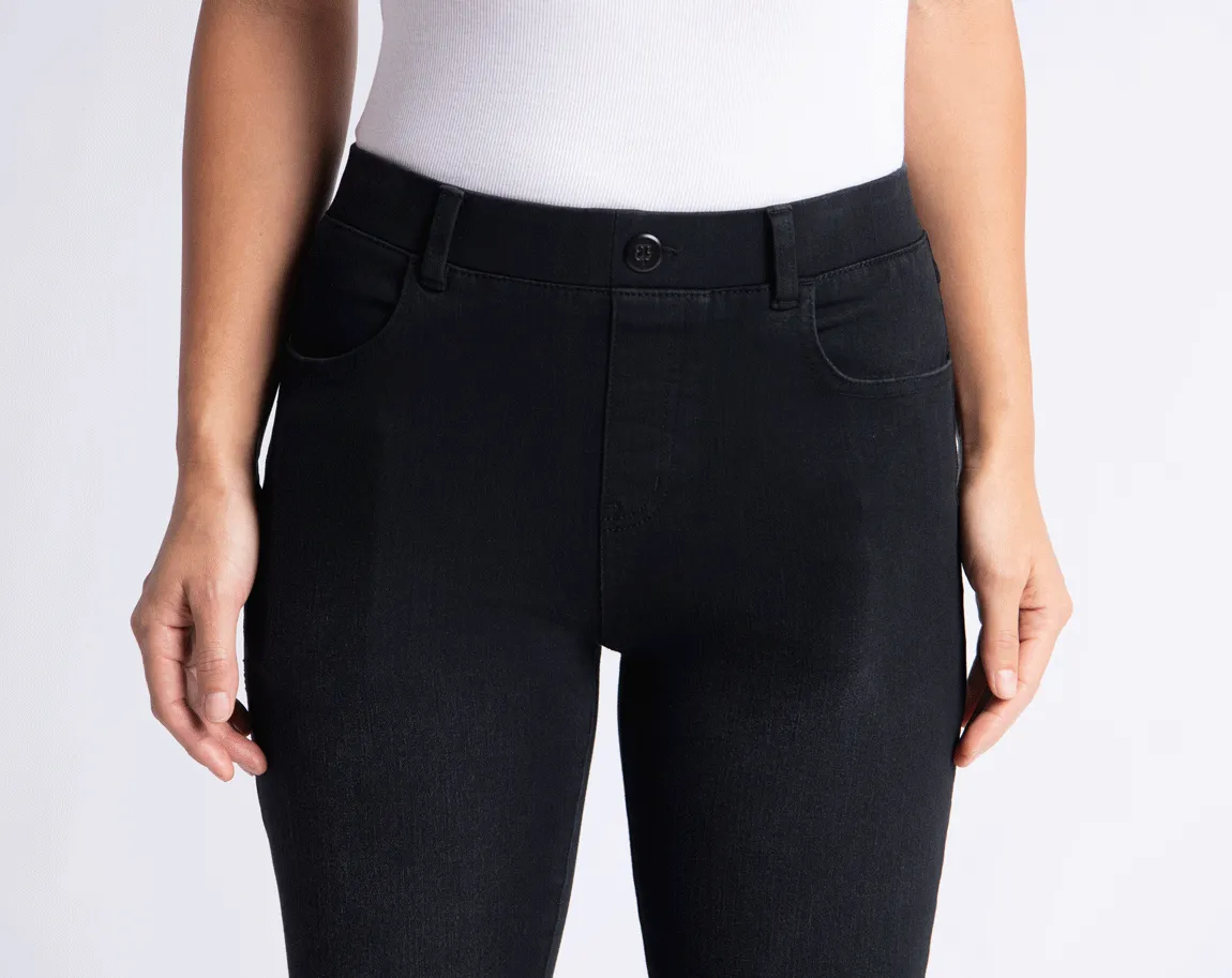 Boot-Cut | 4-Pocket Betabrand Yoga Denim (Washed Black)