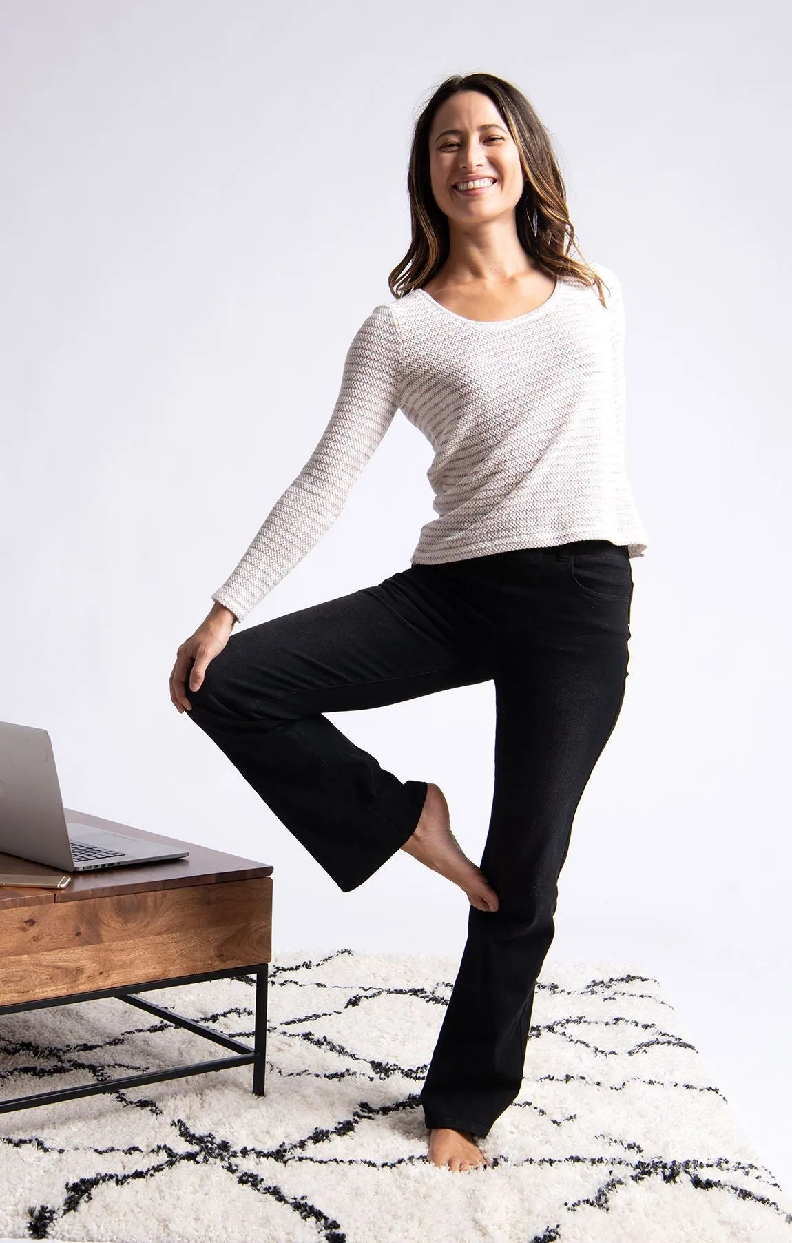Boot-Cut | 4-Pocket Betabrand Yoga Denim (Washed Black)
