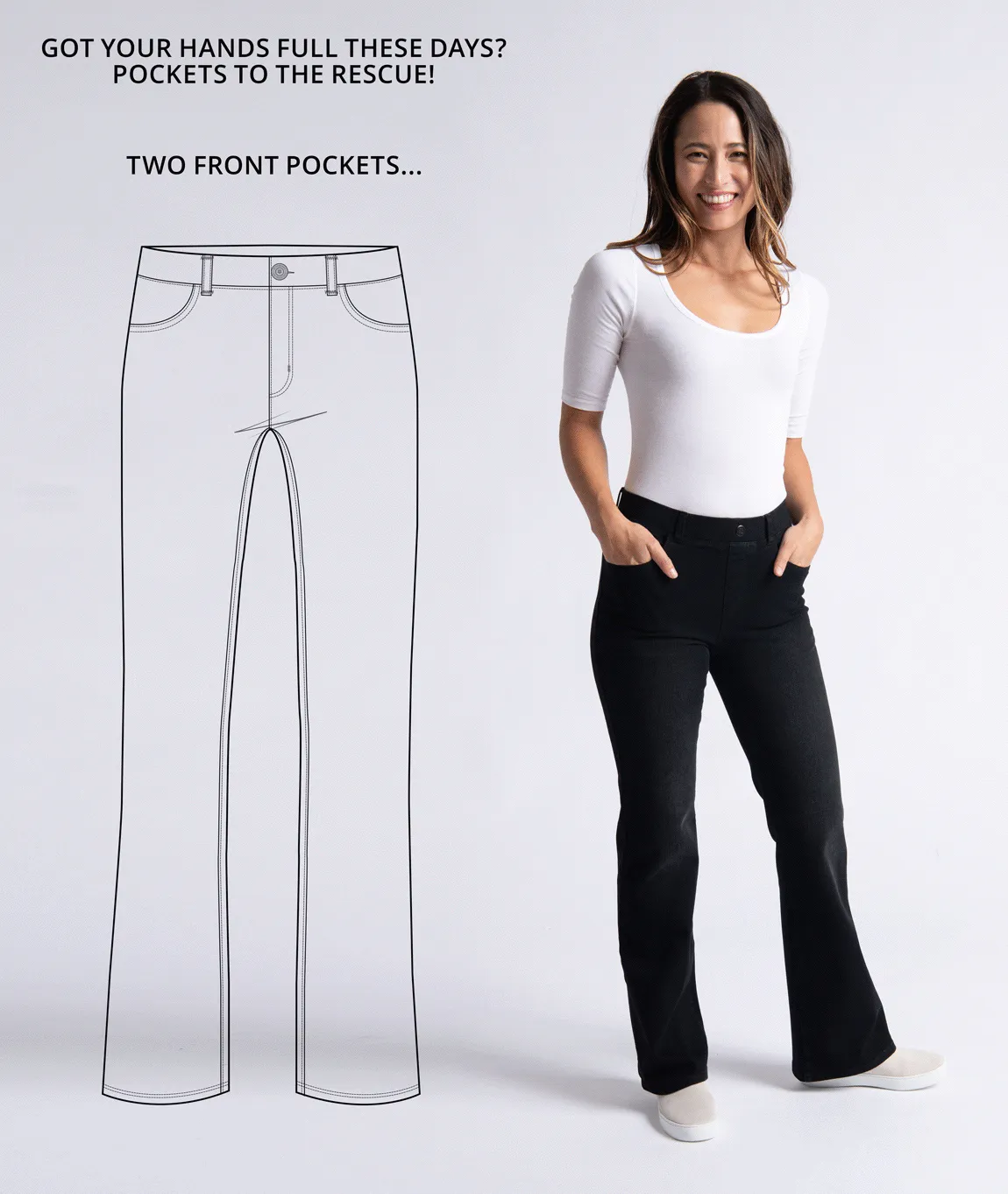 Boot-Cut | 4-Pocket Betabrand Yoga Denim (Washed Black)