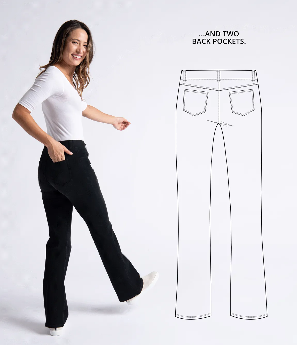 Boot-Cut | 4-Pocket Betabrand Yoga Denim (Washed Black)