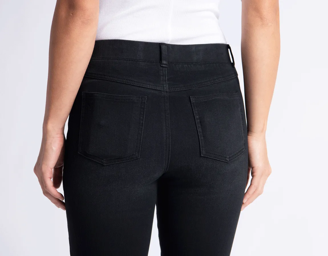 Boot-Cut | 4-Pocket Betabrand Yoga Denim (Washed Black)