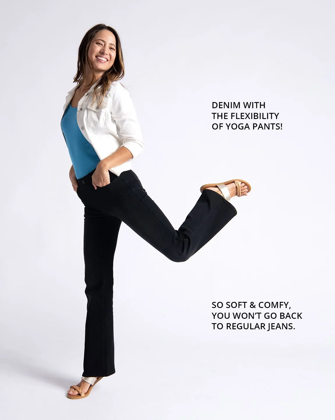 Boot-Cut | 4-Pocket Betabrand Yoga Denim (Washed Black)