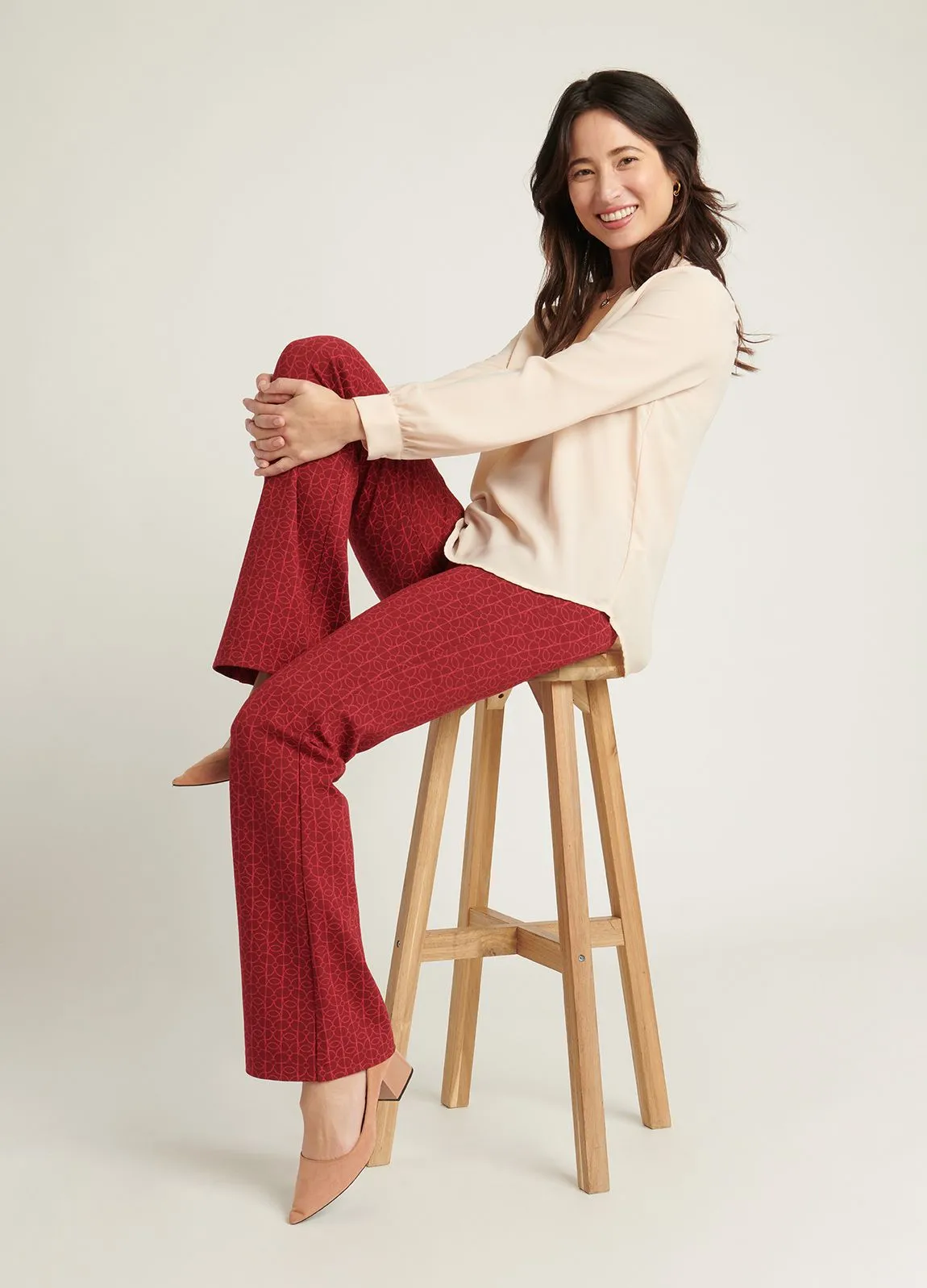 Boot Cut |Two-Pocket Dress Pant Yoga Pants (Rhubarb)