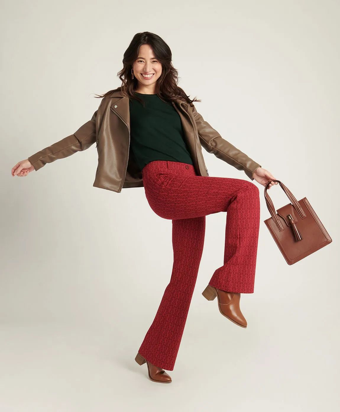 Boot Cut |Two-Pocket Dress Pant Yoga Pants (Rhubarb)