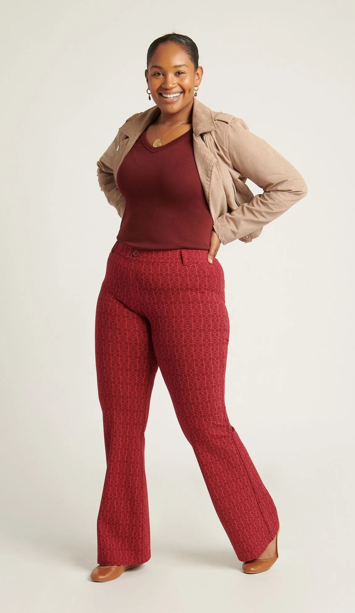 Boot Cut |Two-Pocket Dress Pant Yoga Pants (Rhubarb)