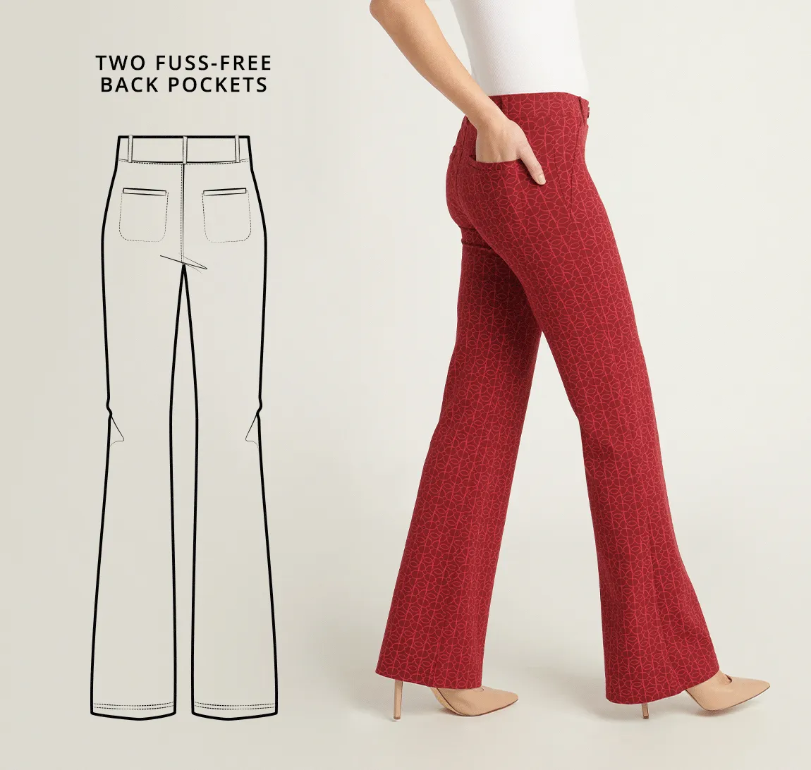 Boot Cut |Two-Pocket Dress Pant Yoga Pants (Rhubarb)